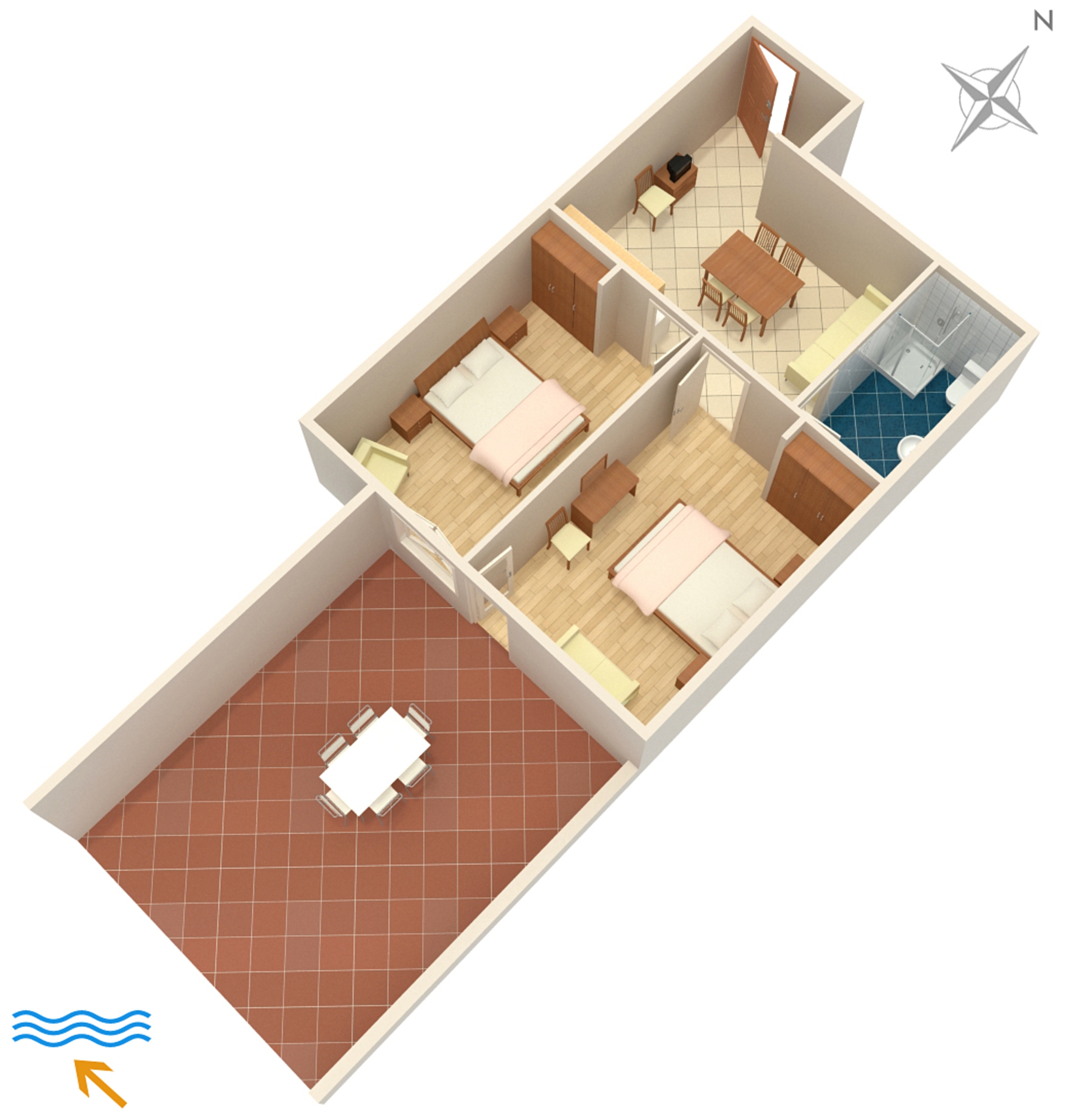 Two bedroom apartment with terrace Rabac, Labin  A-b