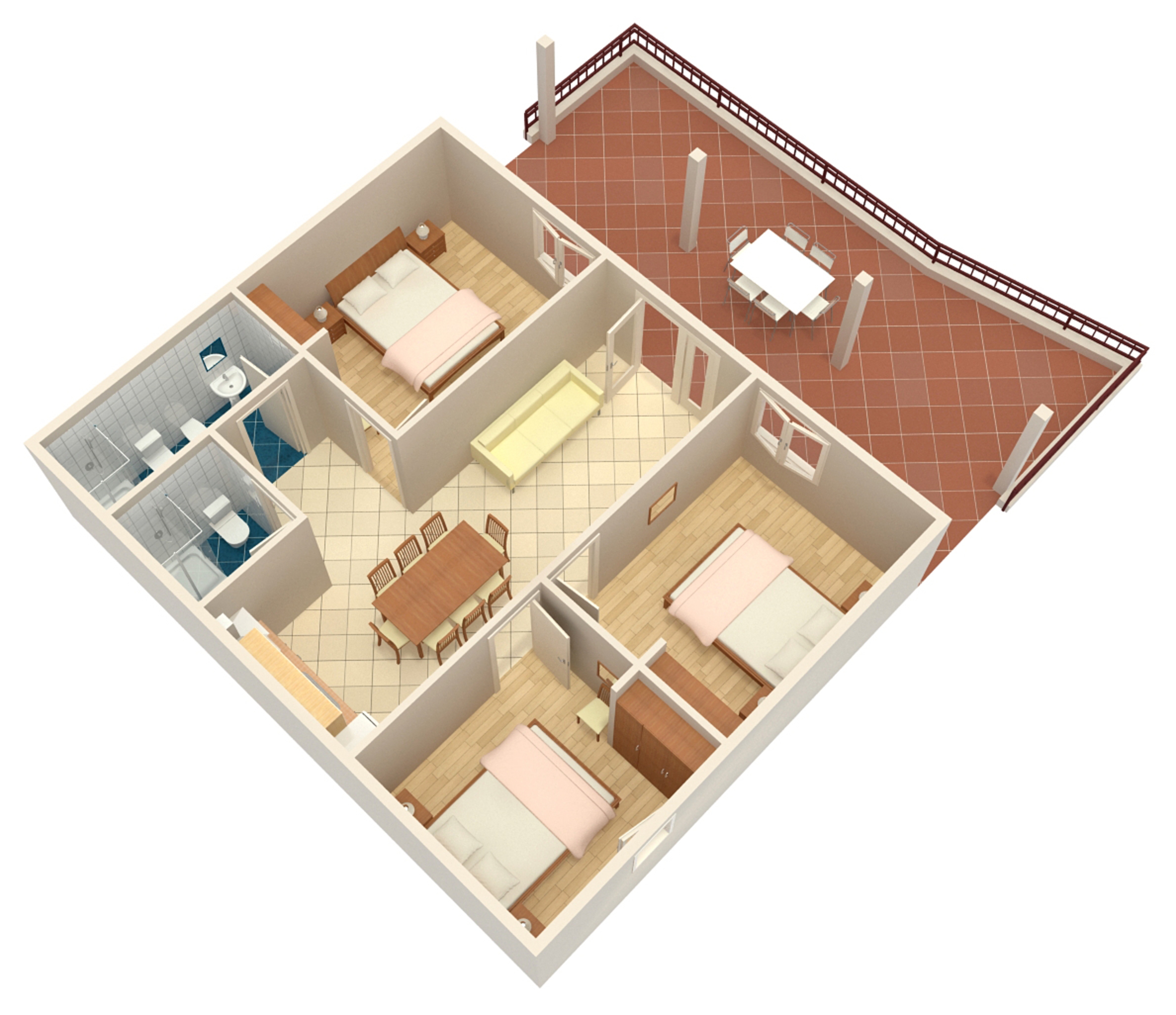 Three bedroom apartment with terrace and sea view Rabac, Labin  A-d