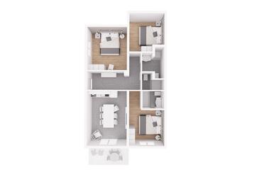 Rabac, plattegrond in the apartment, (pet friendly) en WiFi.