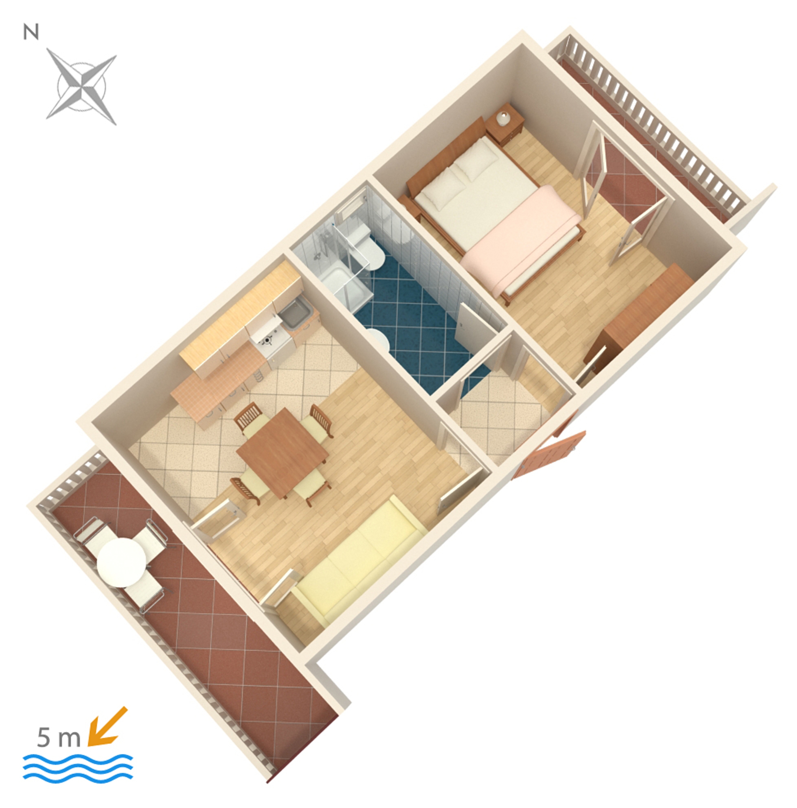 One bedroom apartment near beach Okrug Gornji, Čiovo  A-c