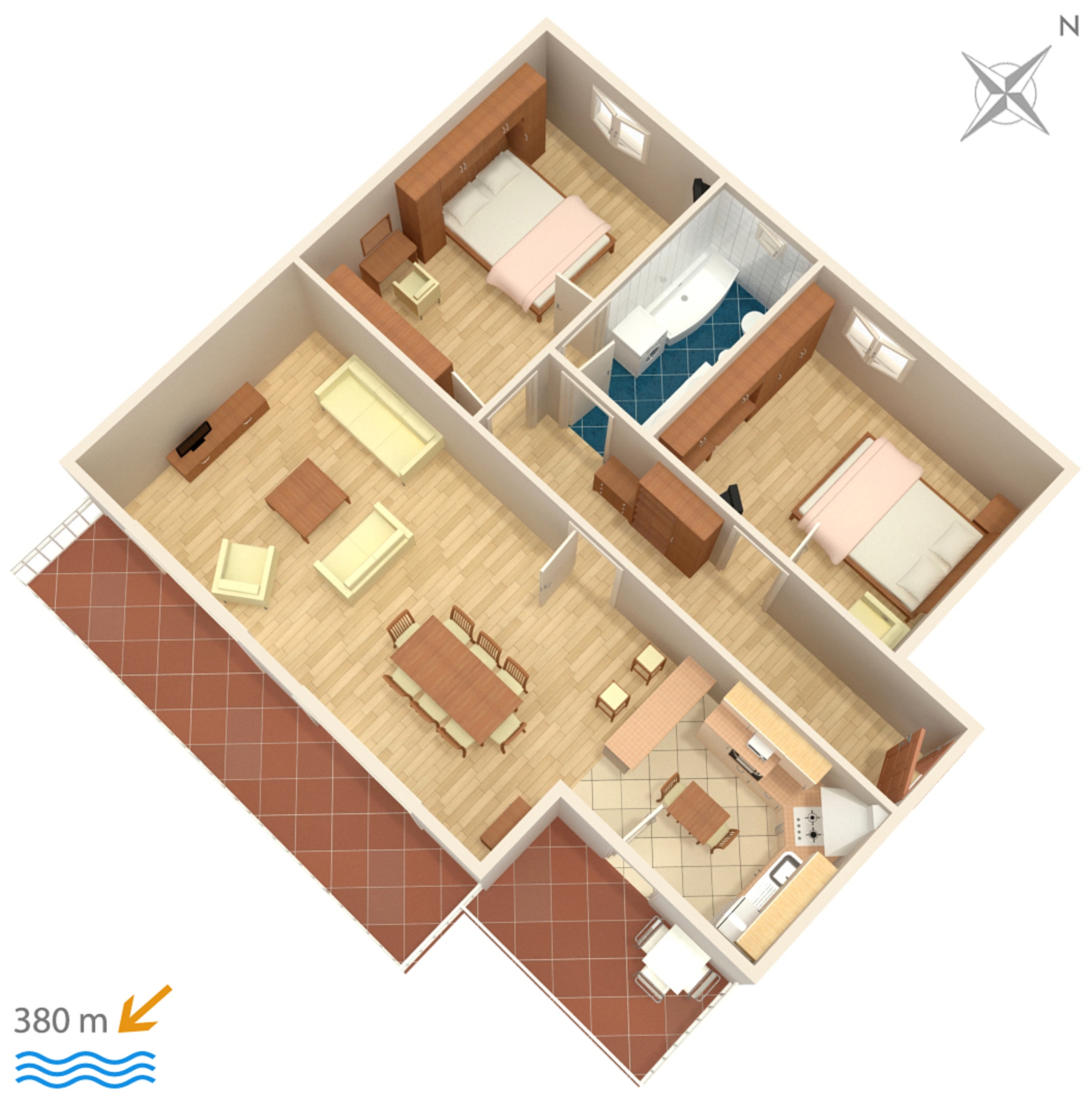 Two bedroom apartment with balcony and sea view Makarska  A-a