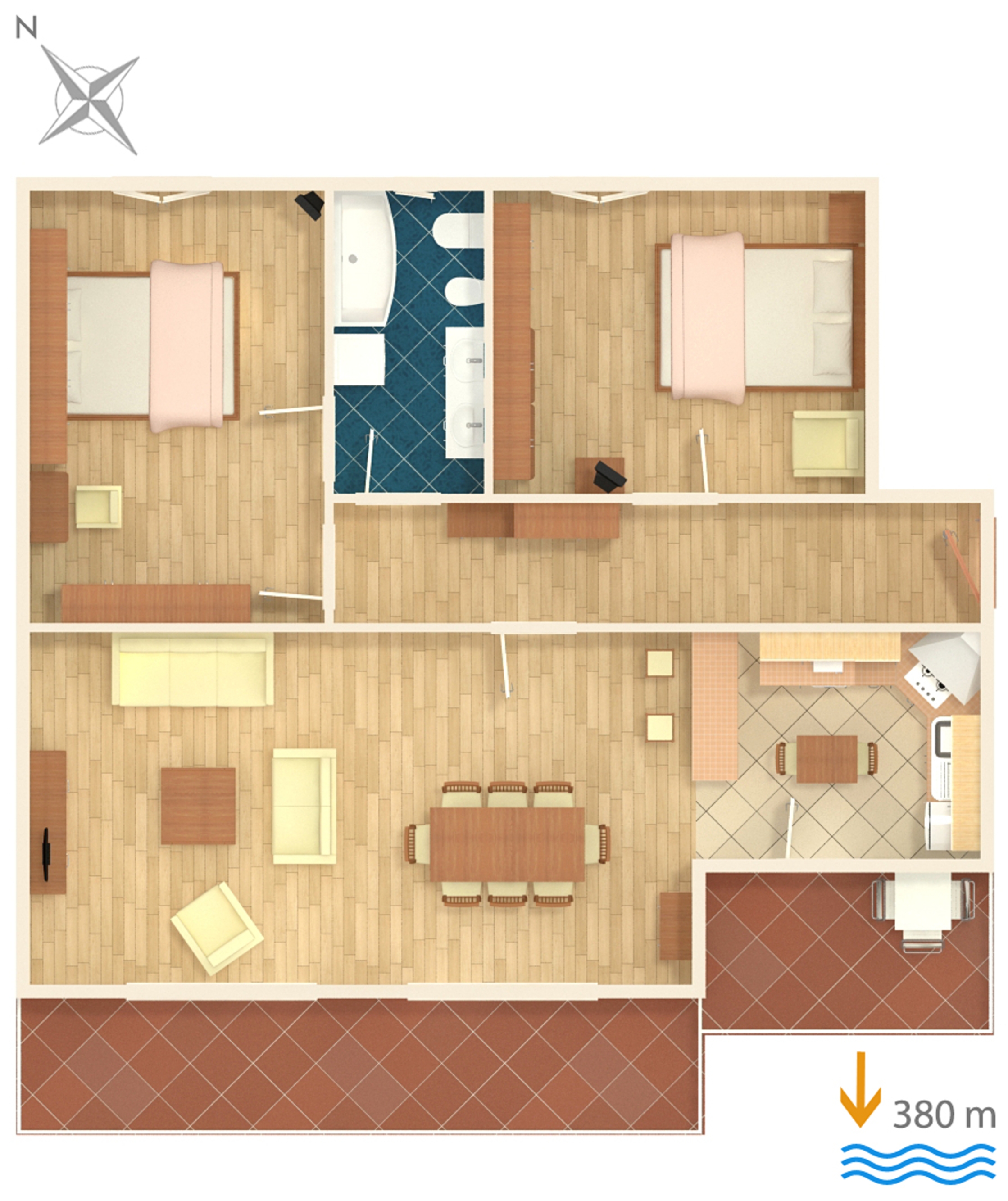 Two bedroom apartment with balcony and sea view Makarska  A-a
