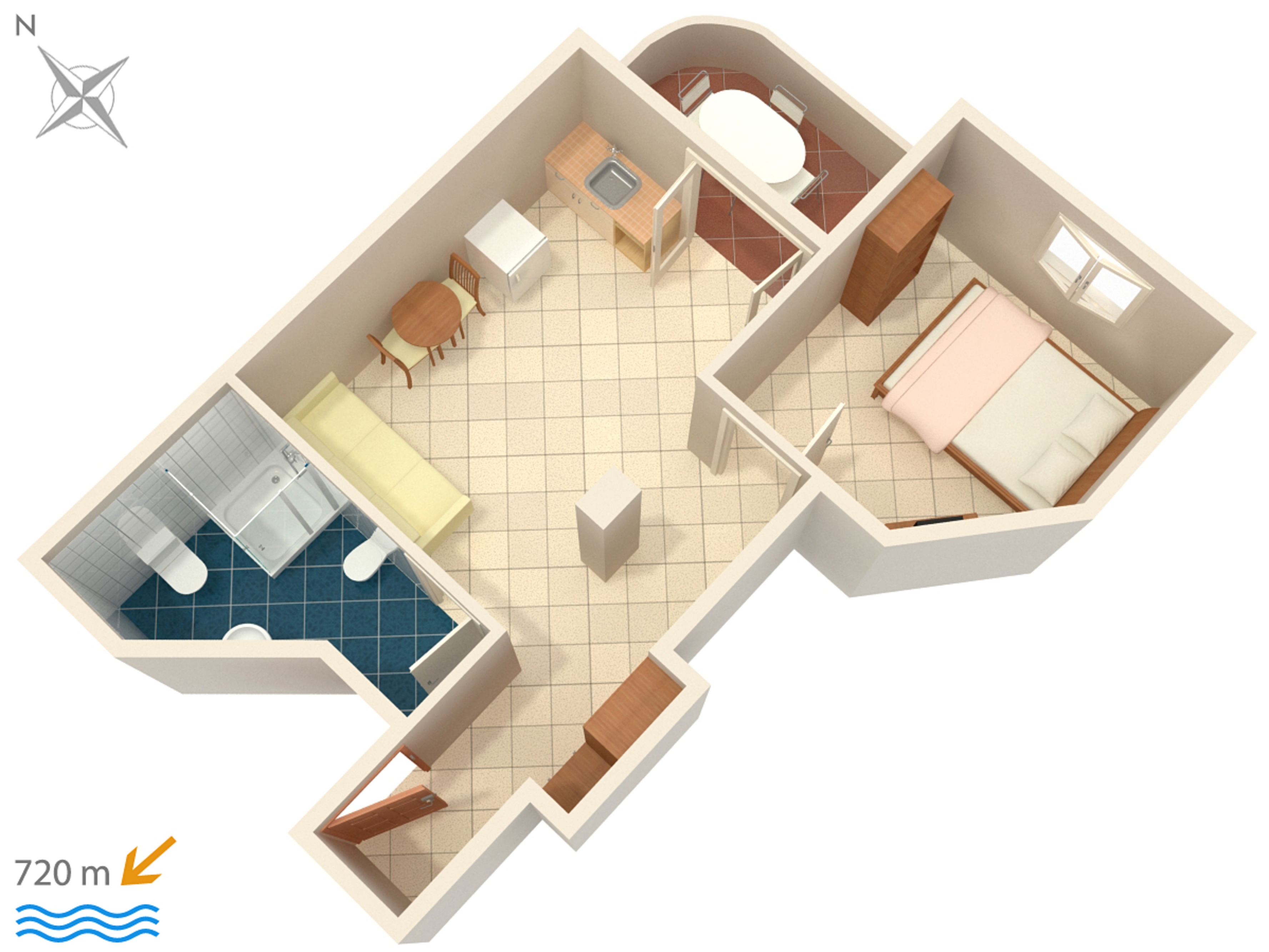 One bedroom apartment with terrace Rovinj  A-b