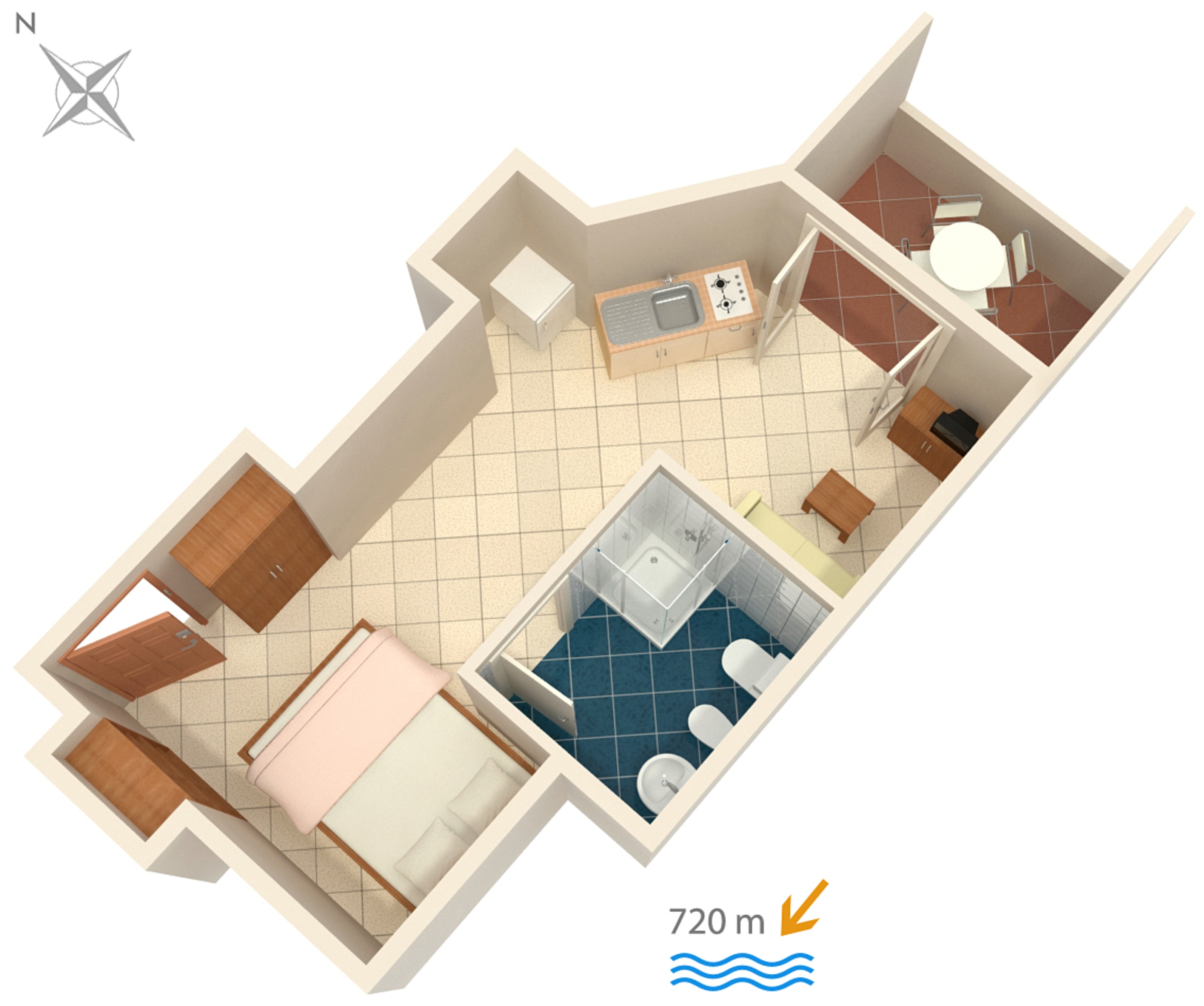 Studio flat with terrace Rovinj  AS-b