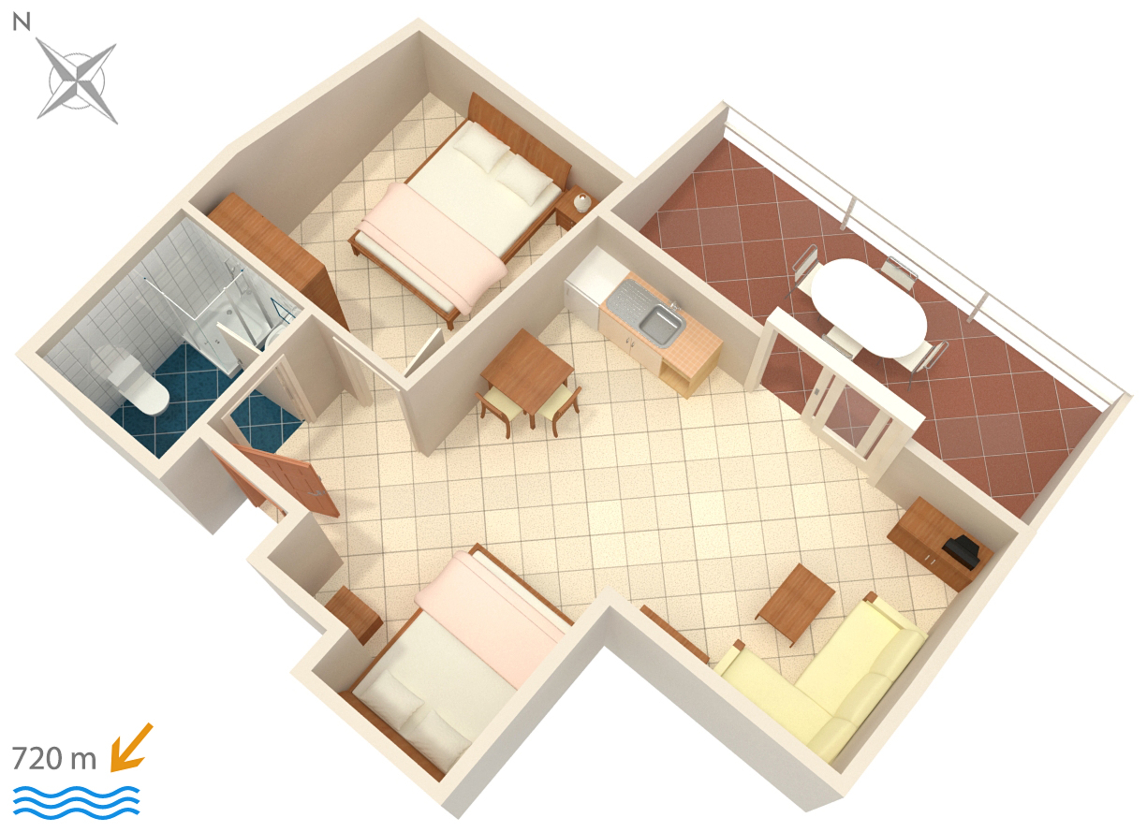 One bedroom apartment with terrace Rovinj  A-a