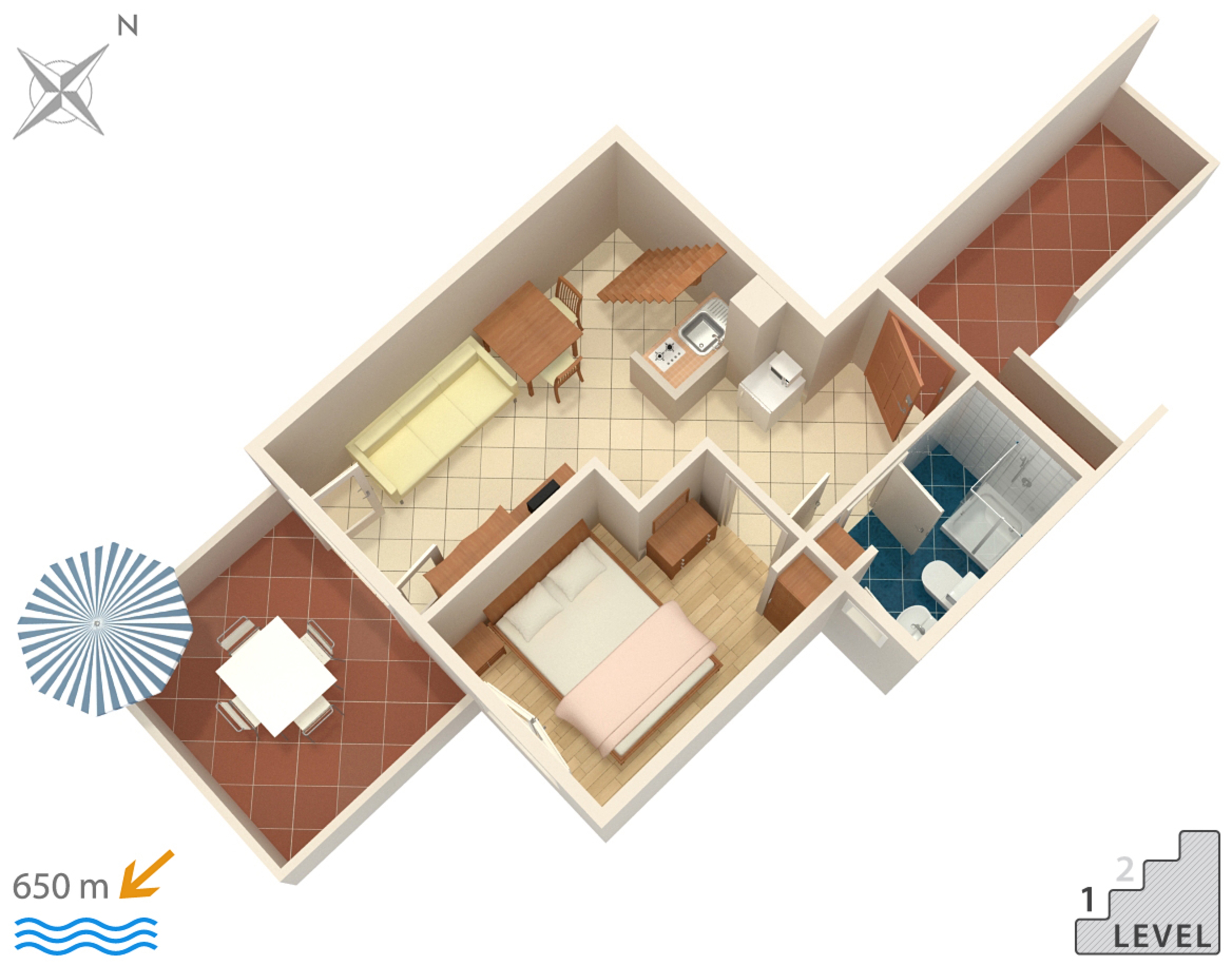 Two bedroom apartment with terrace and sea view Krk  A-a