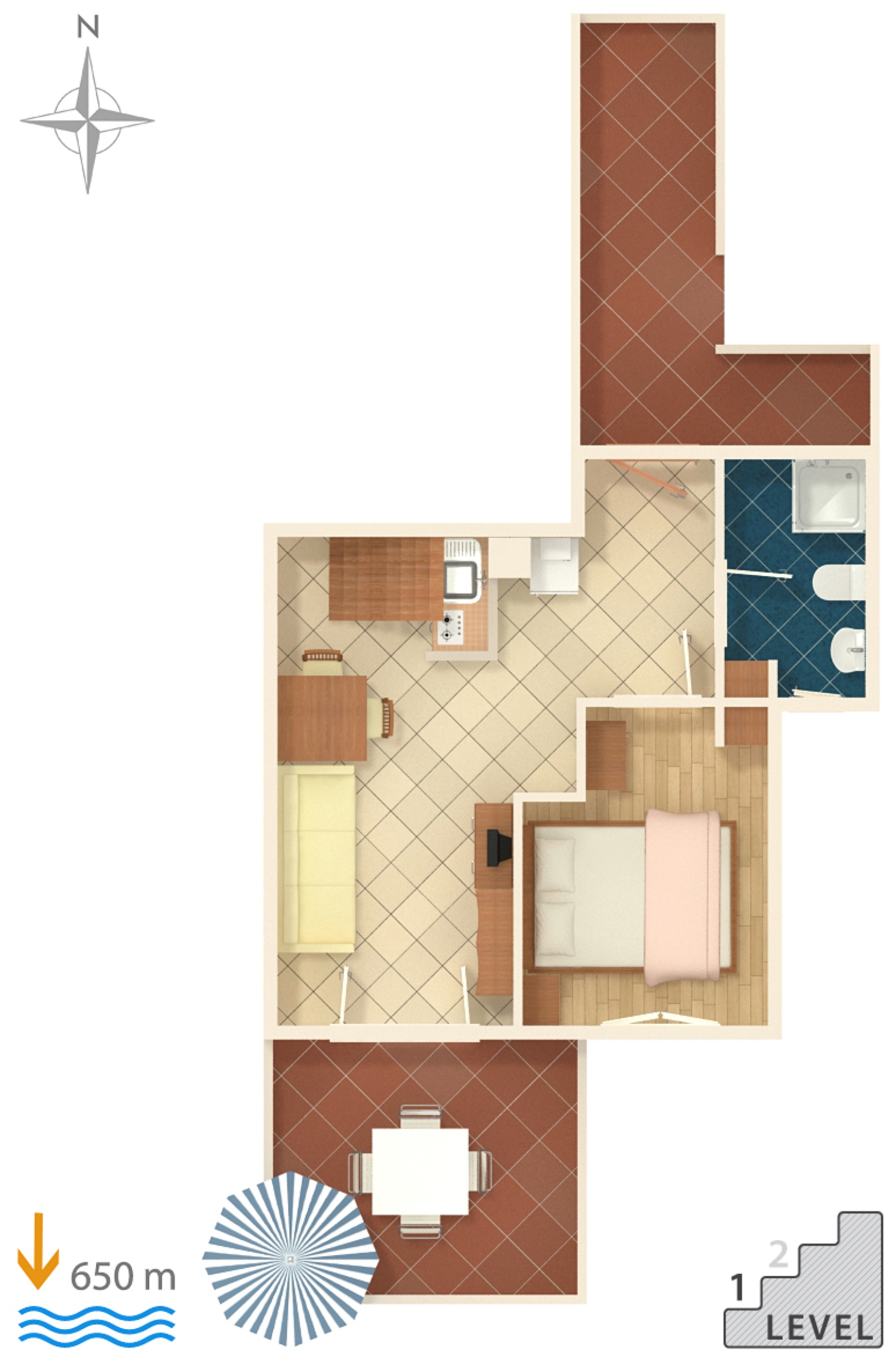 Two bedroom apartment with terrace and sea view Krk  A-a