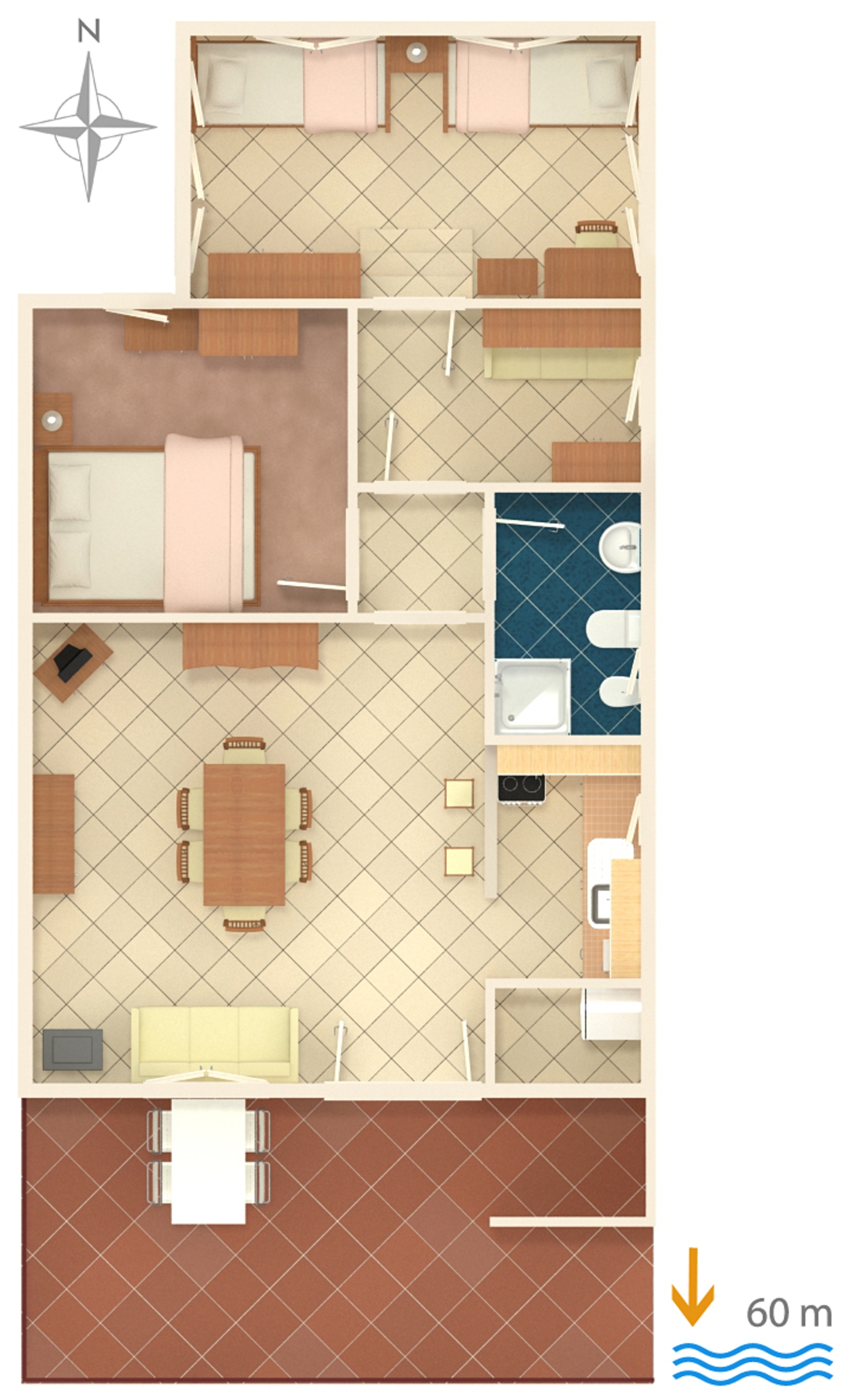Two bedroom apartment with terrace and sea view Seget Vranjica, Trogir  A-a