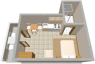 Plan Zaklopatica, Plan in the studio-apartment, dopusteni kucni ljubimci i WIFI.